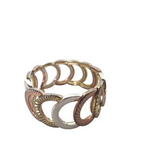 Vintage Gold Silver Copper Tone Stretch Bracelet
